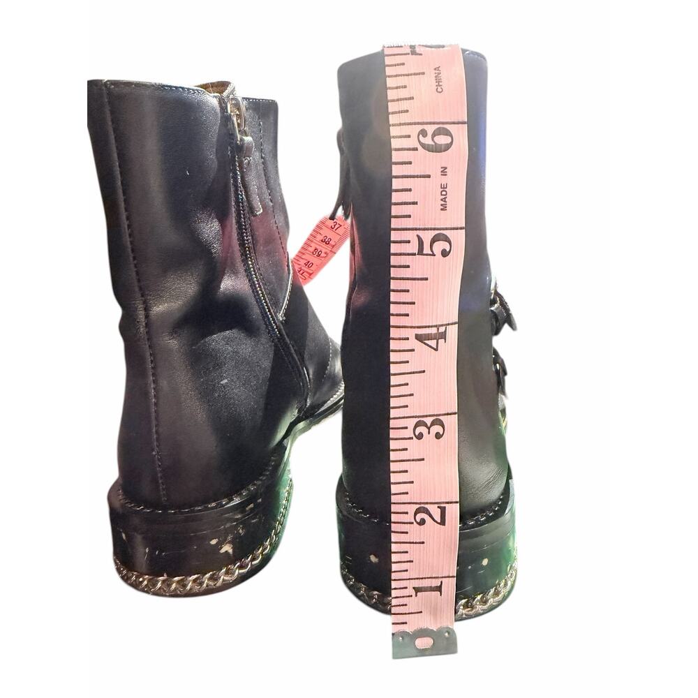 Givenchy Leather Monk Strap Ankle Boots Chain Size 38 Black Silver Minimal City - Picture 9 of 16